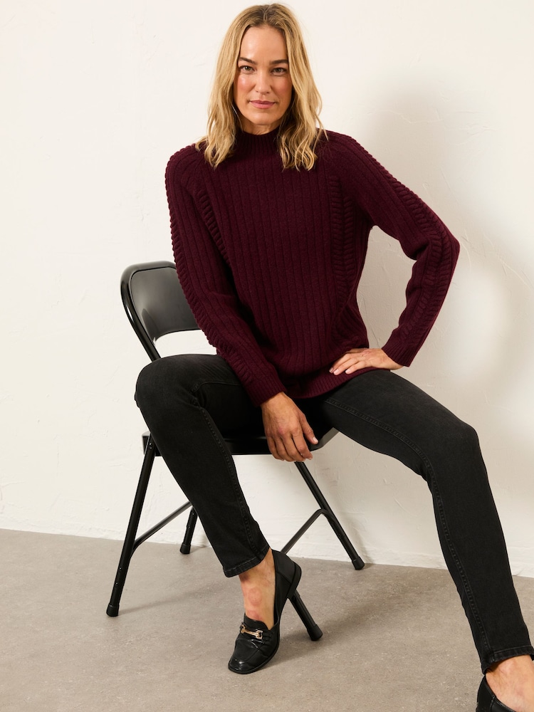 FatFace Hazel Burgundy Red Longline Knitted Jumper - Image 1 of 6 FatFace Hazel Burgundy Red Longline Knitted Jumper - Image 1 of 6