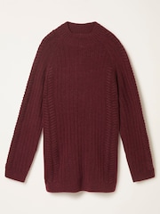 FatFace Hazel Burgundy Red Longline Knitted Jumper - Image 6 of 6