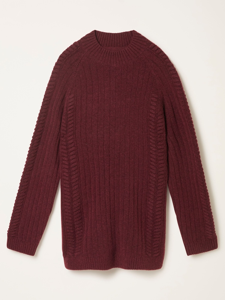 FatFace Hazel Burgundy Red Longline Knitted Jumper - Image 6 of 6 FatFace Hazel Burgundy Red Longline Knitted Jumper - Image 6 of 6