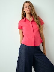 Hot Pink Fitted Stretch Essential Short Sleeve Shirt - Image 1 of 7
