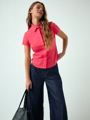 Hot Pink Fitted Stretch Essential Short Sleeve Shirt - Image 2 of 7