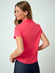 Hot Pink Fitted Stretch Essential Short Sleeve Shirt - Image 3 of 7