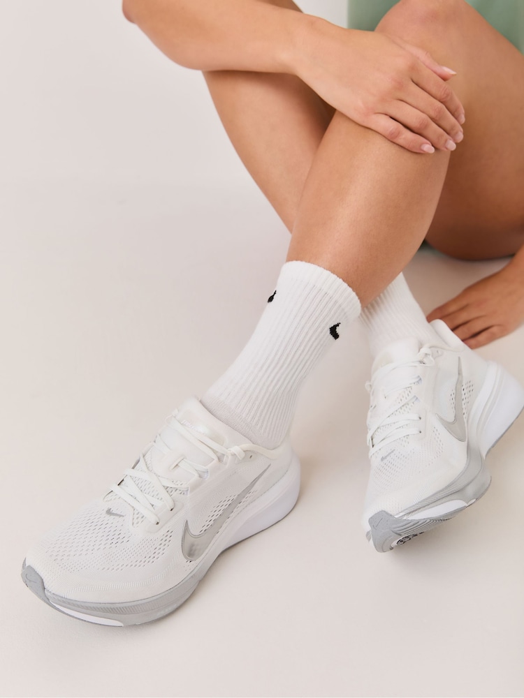 Nike White/Silver Pegasus 42 Road Running Trainers - Image 1 of 6