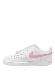 Nike White/Pink Foam Court Vision Low Trainers - Image 2 of 4