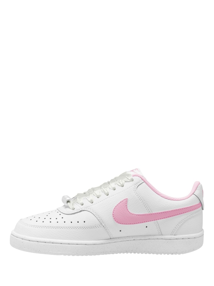 Nike White/Pink Foam Court Vision Low Trainers - Image 2 of 4