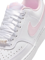 Nike White/Pink Foam Court Vision Low Trainers - Image 6 of 8