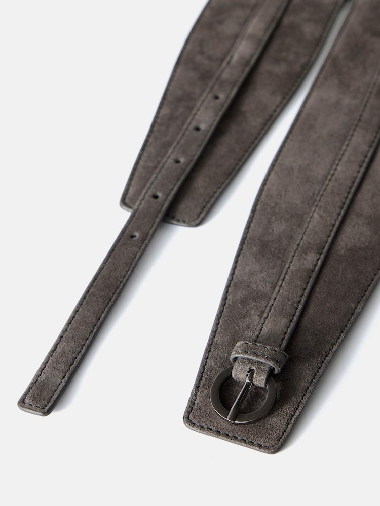 Mint Velvet Grey Suede Wide Belt - Image 3 of 3