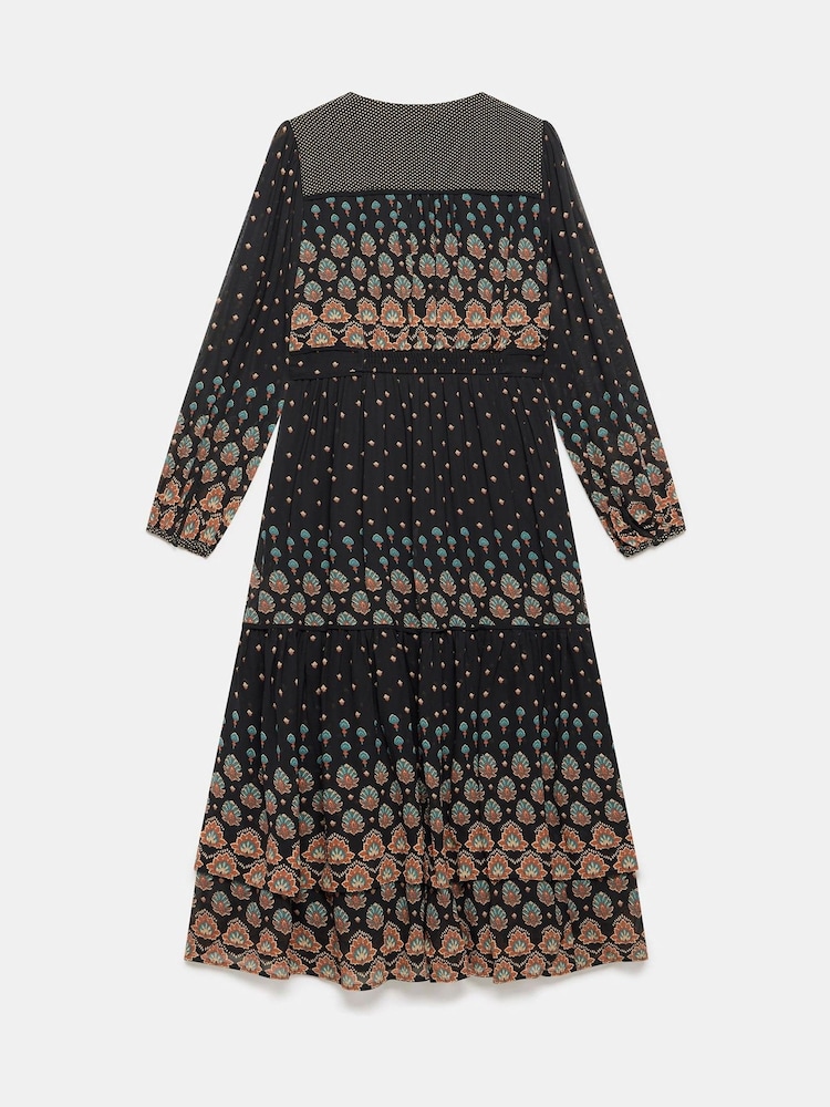 Mint Velvet Black Retro Print Midi Dress - Image 7 of 7 Mint Velvet Black Retro Print Midi Dress - Image 7 of 7