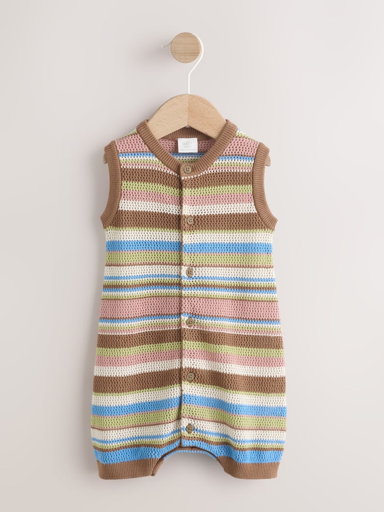 棕色條紋 - Knitted Baby Romper (0mths-3yrs) - 圖片 1/7