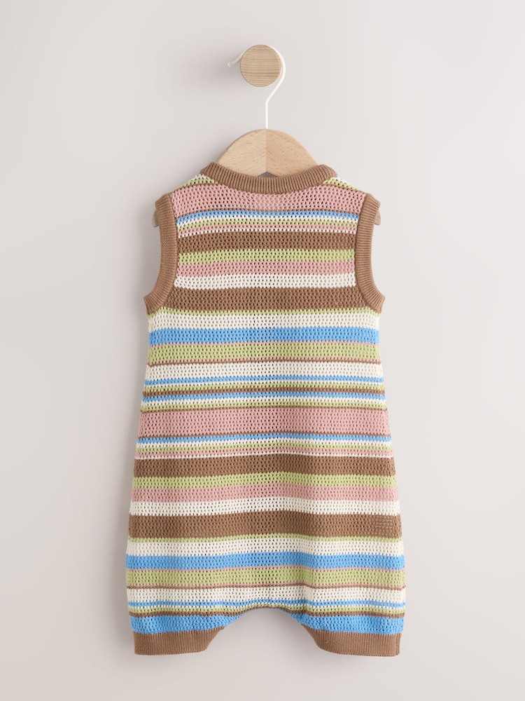 棕色條紋 - Knitted Baby Romper (0mths-3yrs) - 圖片 2/7