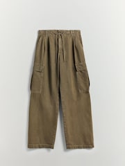 BHOEM Khaki Green Cargo Pleated Trousers - Image 5 of 5