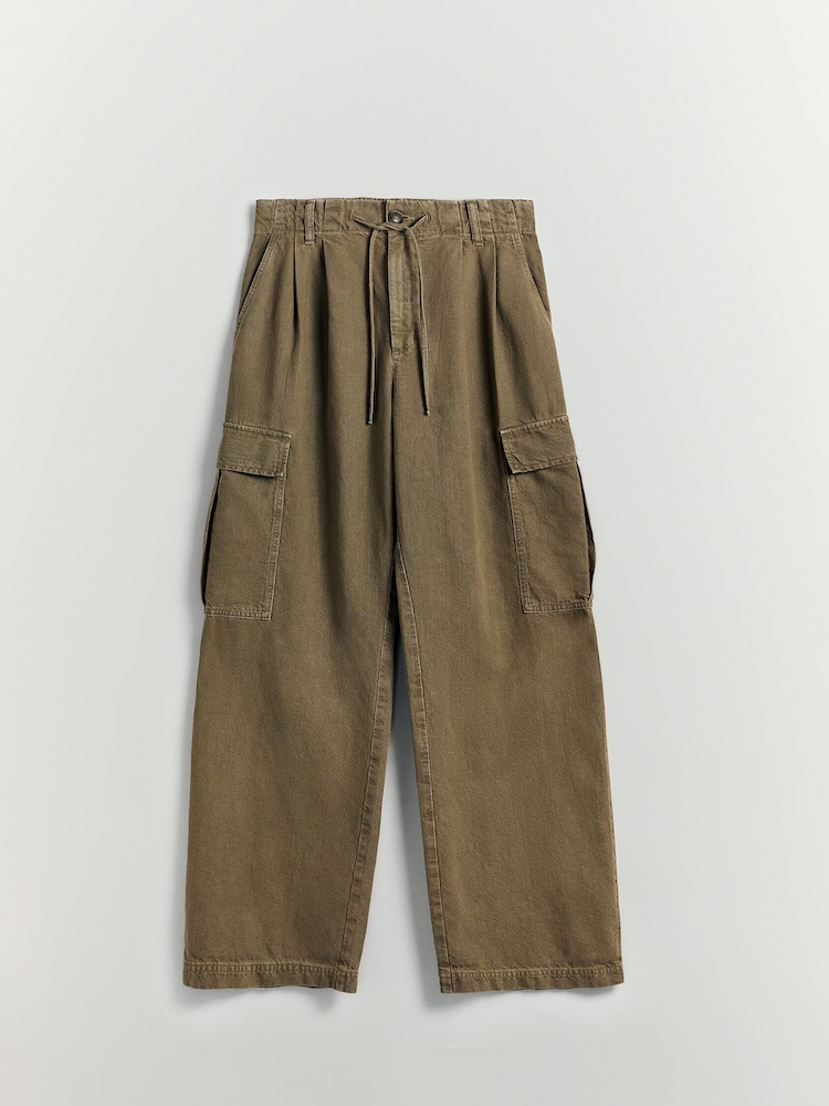 BHOEM Khaki Green Cargo Pleated Trousers - Image 5 of 5
