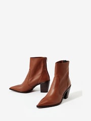 Mint Velvet Brown Amy Tan Leather Ankle Boots - Image 3 of 4