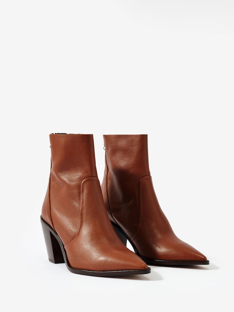 Mint Velvet Brown Amy Tan Leather Ankle Boots - Image 4 of 4