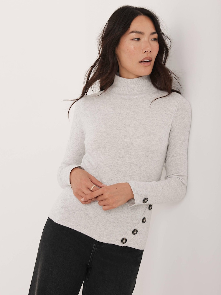Mint Velvet Grey Button Detail Top - Image 2 of 8