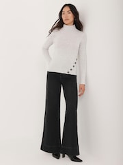 Mint Velvet Grey Button Detail Top - Image 3 of 8