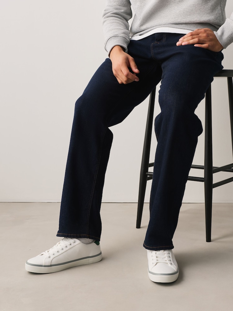 White Canvas Stripe Smart Casual Trainers - Image 1 of 2