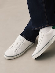 White Canvas Stripe Smart Casual Trainers - Image 2 of 2