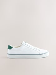White Canvas Stripe Smart Casual Trainers - Image 4 of 7