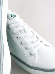 White Canvas Stripe Smart Casual Trainers - Image 6 of 7