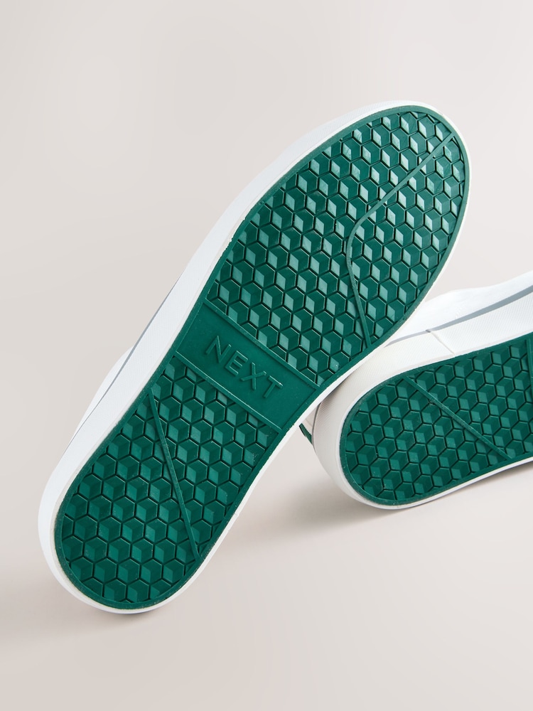 White Canvas Stripe Smart Casual Trainers - Image 7 of 7