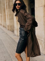 Friends Like These Chocolate Brown Premium Sheer Trench Coat - Image 2 of 5
