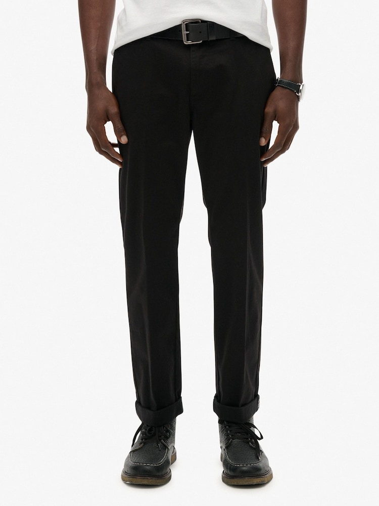 Superdry Black Premium Regular Chinos Trousers - Image 1 of 8