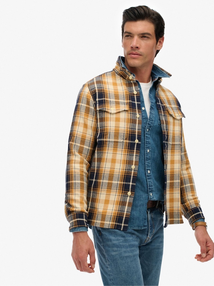 Superdry Yellow Merchant Heavy Checked Shirt - Image 2 of 4