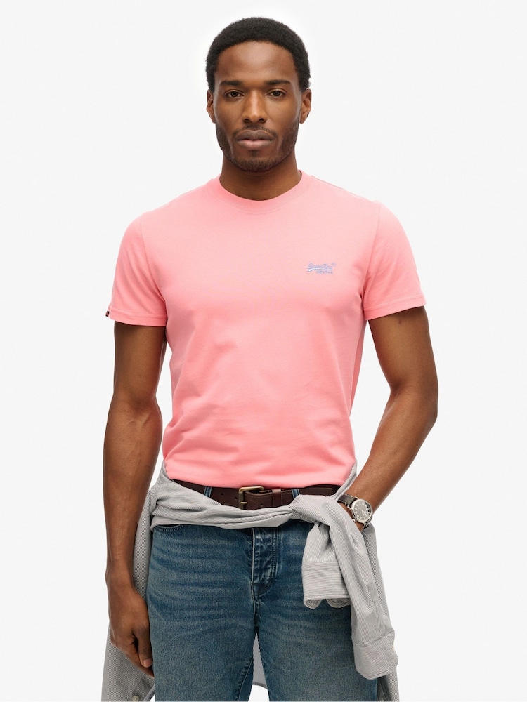 Superdry Pink Cotton Essential Logo T-Shirt - Image 1 of 6