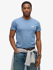 Superdry Blue Cotton Essential Logo T-Shirt - Image 1 of 6