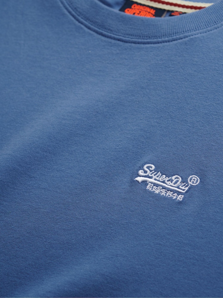 Superdry Blue Cotton Essential Logo T-Shirt - Image 6 of 6