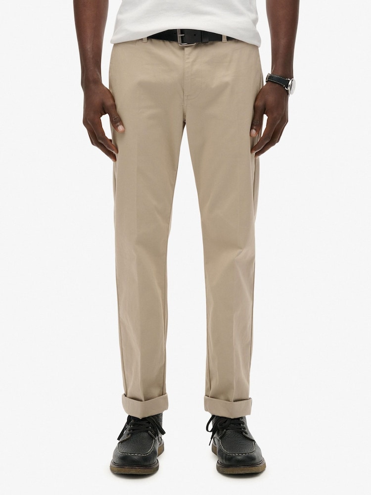 Superdry Brown Premium Regular Chinos Trousers - Image 1 of 8