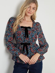 Another Sunday Black Bow Detail Square Neck Blouse - Image 3 of 4