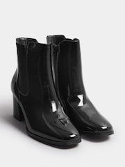 Yours Curve Black Wide Fit Patent Block Chelsea Boots - Image 2 of 5