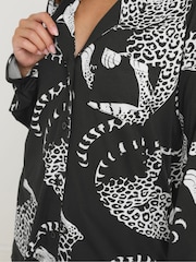 PixieGirl Petite Black Soft Touch Leopard Print Pyjamas Set - Image 4 of 5