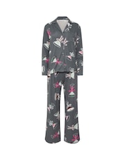 PixieGirl Petite Grey Soft Touch Cocktails Pyjamas Set - Image 5 of 5