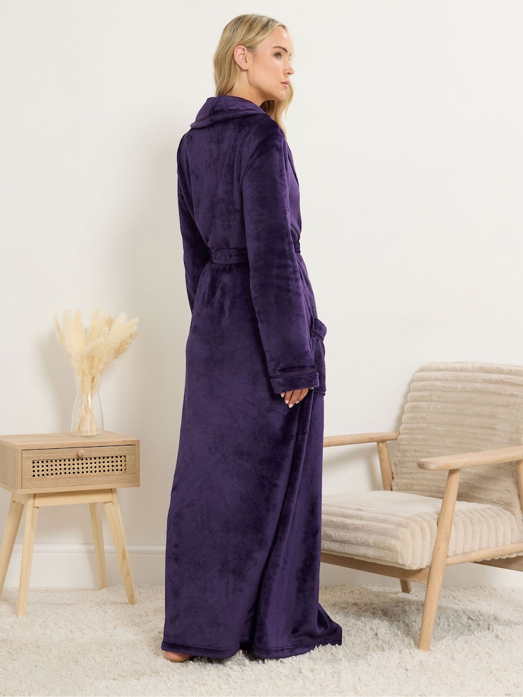 floor length fleece dressing gown Black Fleece Hooded Long Dressing Gown