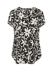 Yours Curve Black Textured Notch Neck Top - Image 5 of 5