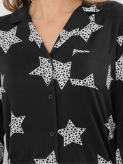 Long Tall Sally Black Soft Touch Stars Button Pyjamas  Set - Image 4 of 5