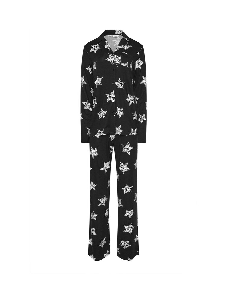 Long Tall Sally Black Soft Touch Stars Button Pyjamas  Set - Image 5 of 5