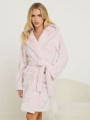 PixieGirl Petite Pink Short Hooded Robe - Image 1 of 5