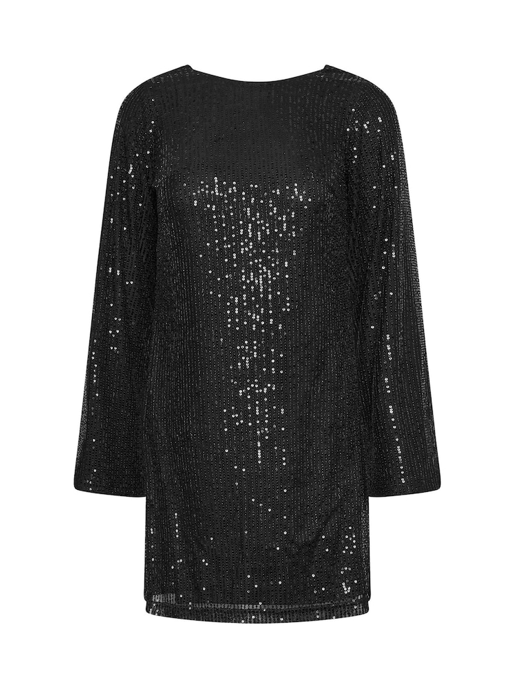 petite black sequin dress Sequin Pleated Dress