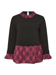 Yours Curve Red Shirt 2-In-1 Peplum Top - Image 5 of 5