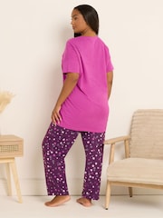 Yours Curve Slow Sunday Short Sleeve Wide Leg Pyjamas Set - Imagen 3 de 5