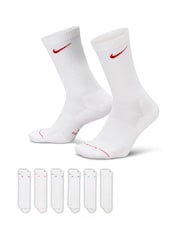 Nike White Everyday Crew Socks 6 Pack - Image 1 of 4