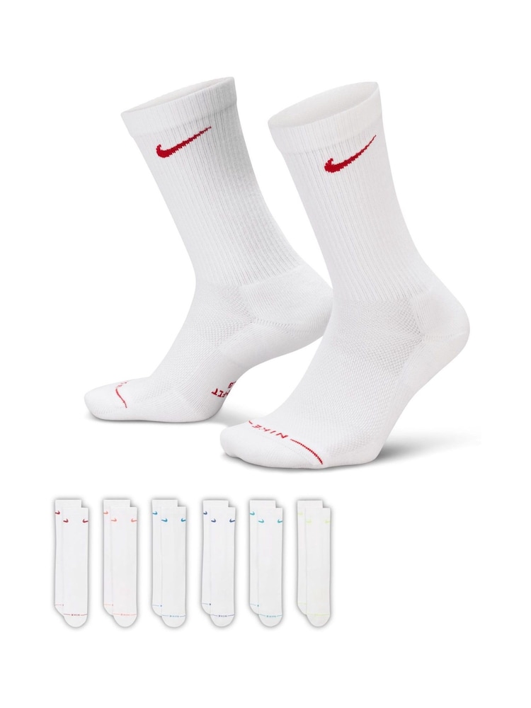 Nike White Everyday Crew Socks 6 Pack - Image 1 of 4