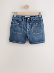 Mid Blue Patch Pocket Mini Shorts - Image 1 of 4