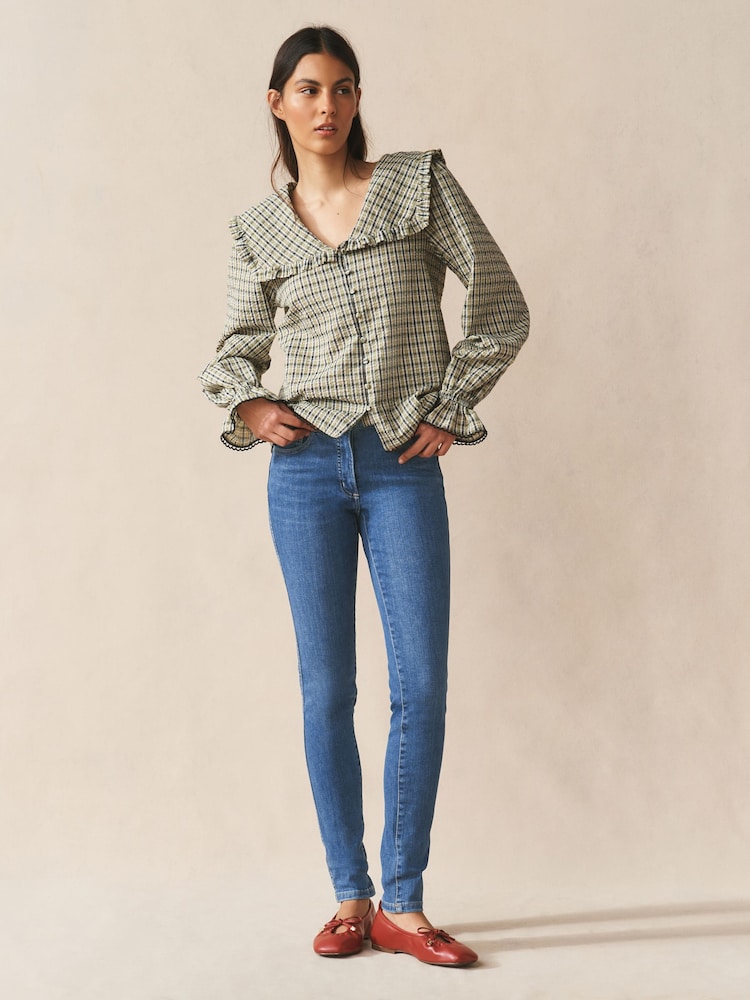 Dark Mid Blue Slim Lift and Shape Skinny Jeans - Image 1 of 8