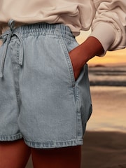 Light Blue Drawstring Mini Shorts - Image 6 of 9