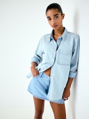 Bleach Blue Relaxed Fit Long Sleeve Denim Shirt - Image 3 of 5